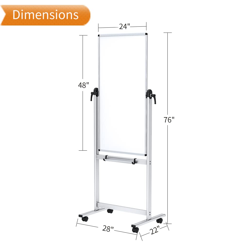 VIZ-PRO Mobiles Whiteboard/Doppelseitige Whiteboard- mit Alurahmen, magnetisch - 120 x 60 cm