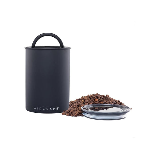 Airscape Kaffeebehälter aus Edelstahl – Vorratsbehälter für Lebensmittel – Patentierter luftdichter Deckel – Erhaltung der Lebensmittelfrische durch überschüssige Luft (Medium, Mattschwarz)