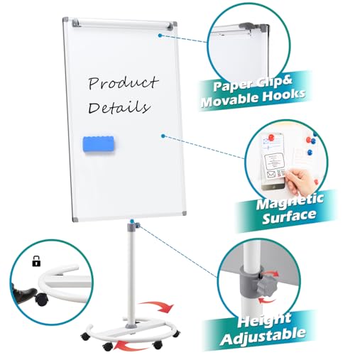 MAKELLO Flipchart,Whiteboard Mobil mit Rollen,Flipcharts für Büro mit Rollen