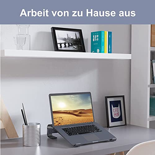 Soqool Laptop Ständer, Ergonomisch Laptop Halterung für Schreibtisch, Aluminium Notebook Ständer mit