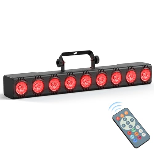 Fieryzeal LED Bar Wallwasher 9 x 6W LED RGBW Strahler Discolicht Partylicht Bühnenlicht Lichteffekte dmx Controller Musikgesteuert Strobe Beleuchtung mit Fernbedienung für DJ Party Outdoor, 1 Stück