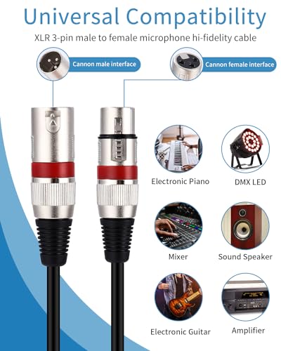 6 Stück XLR Kabel Premium Symmetrisches XLR Mikrofonkabel, Pin DMX Microphone Signal Cable Connectio