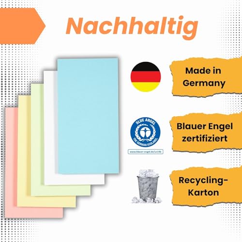 perfect line - 250 Moderationskarten, Light-Farben, Recycling-Karton 20 x 10,5 cm, Premium Qualität,
