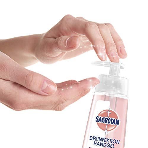 Sagrotan Hand-Desinfektionsgel Kamille & Lotus – Desinfektionsmittel für die Hände im Spender – 1 x 200 ml Gel