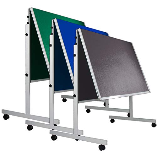 Klappbare Moderationstafel FOLD mit beidseitiger grauer Filzoberfläche, 120x150 cm, auf Rollen – mobile Metaplanwand für Büro und Seminar.