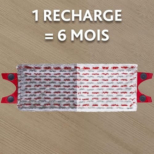 Vileda Ultramax Power Wischer Nachfüllpack, Mikrofaser, Blanc/Rouge Nachfüllpackung für Flachbesen, weiß/rot, 2 Stück (1er Pack)