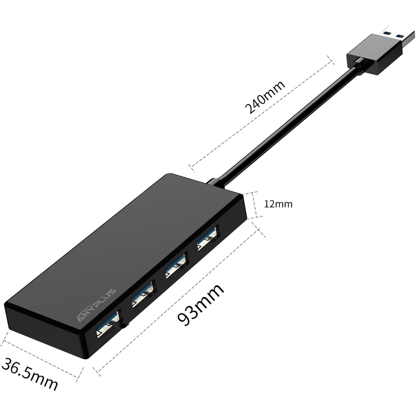 ANYPLUS USB Hub 3.0, 4 Port USB-Hubs, tragbarer USB Splitter Mini USB Verteiler für Desktop, Laptop, Xbox, Flash Drive, HDD, Konsole, Drucker, PC, Tastaturen, HP, Dell