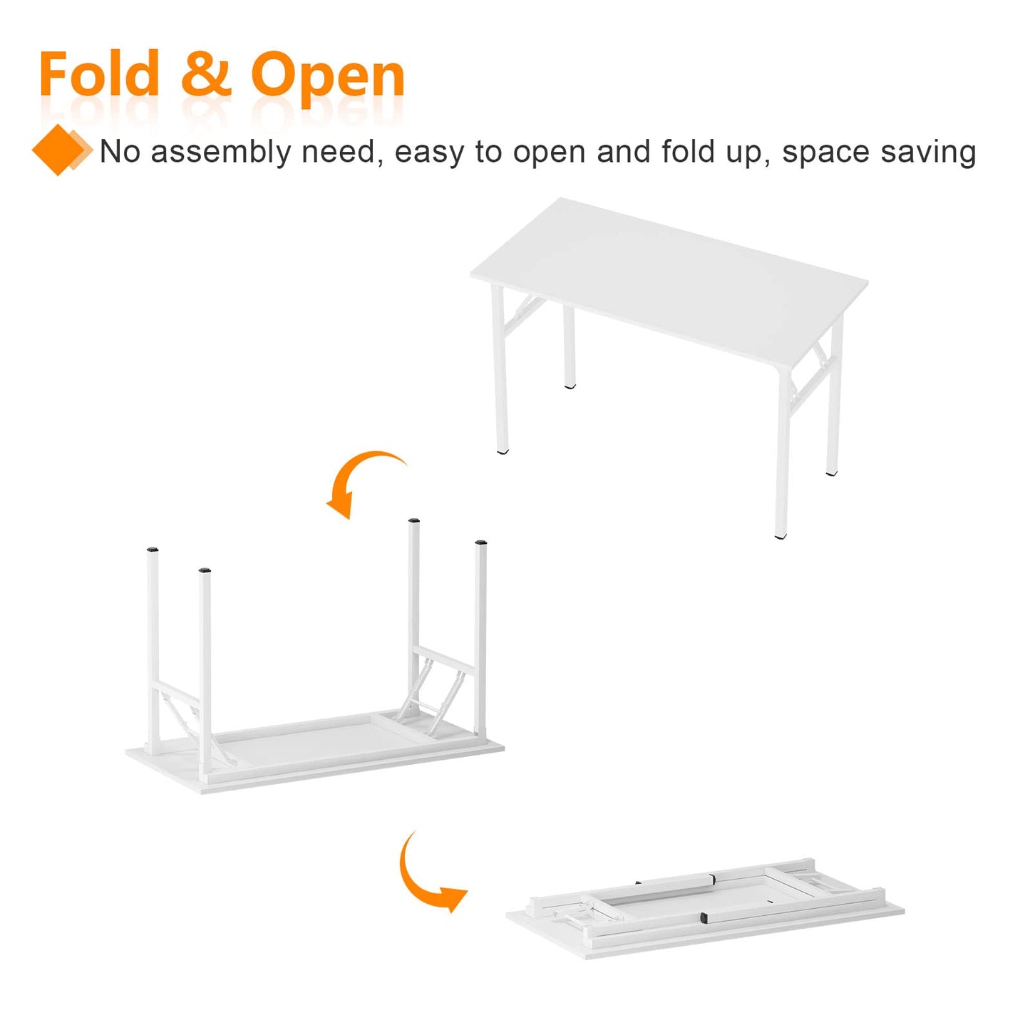 SogesHome Klapptisch Computertisch 100 x 60 x 75 cm PC Schreibtisch Schreibtisch Büroarbeitsplatz für Home Office Verwendung Schreibtisch, Esstisch Konferenztisch, Weiss,AC5DW-100-SH