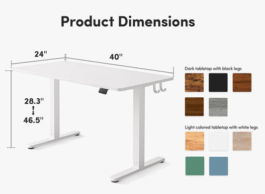 FEZIBO Schreibtisch Höhenverstellbar Elektrisch, 100 x 60 cm Computer Stehschreibtisch mit Memory-Steuerung und Anti-Kollisions Technologie, Mobiler Steh-Sitz-Schreibtisch Ergonomic Weiß Oberfläche