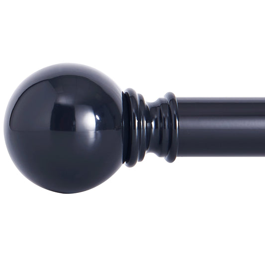 NICETOWN Gardienenstange Ausziehbar 122-218 CM Schwarze Vorhangstangen mit Runden Endstücken für Verdunkelungsvorhänge Curtain Rods, 1 Läufig, Durchmesser 25MM