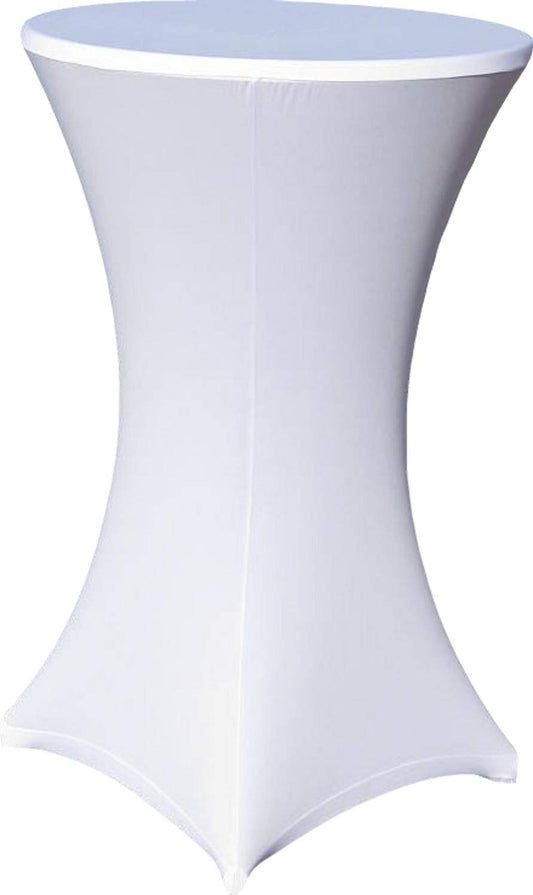 EXKLUSIV HEIMTEXTIL Stehtischhusse Stretch für Bistrotisch mit 4 Fußlaschen elastisch Ø 70-75x110-120 cm Weiß