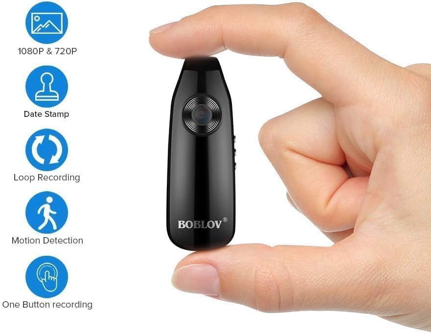BOBLOV 007 Mini Kamera, 1080P Full HD Bodycam, Körperkamera, Camcorder Für Polizei/Motorrad/Fahrrad/Sport (007 mit 32GB TF Karte)