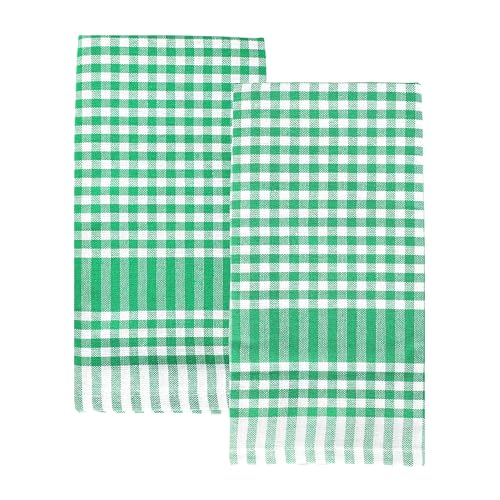 Talking Tables 2 x grüne Gingham-Küchentücher Textil-Geschirrhandtücher große Karierte Stoffservietten saugfähig langlebig weiche Baumwolle schnelltrocknend ECO-Verpackung 45 cm x 70 cm