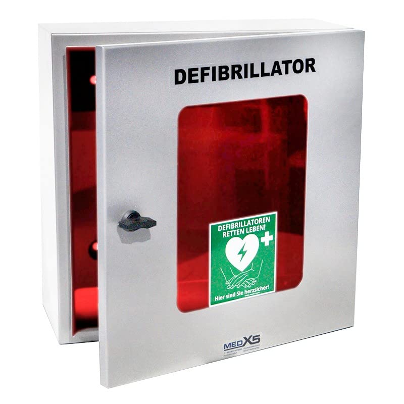 Erste Hilfe Defibrillator (AED) HeartSine SAM 360P, mit automatischer Schockauslösung für Laien und Profis, inkl. klimatisiertem Außenwandkasten mit Alarmen & Beleuchtung IP55