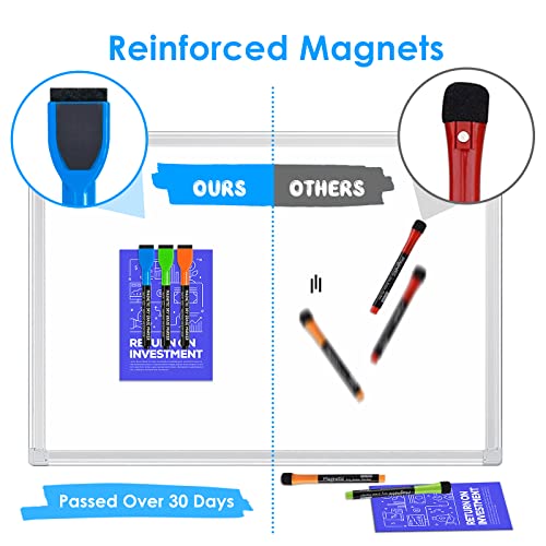 maxtek Whiteboard Stifte, Magnetische, Trocken Abwischbare Marker, Whiteboard Marker mit Feiner Spitze, Folienstift Abwischbar Geruchsarmer Erase Marker mit Radiergummi (12 Farben, 12 Stück)