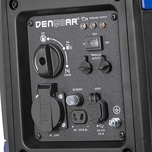 DENQBAR Inverter Stromgenerator DQ-2000 2000W Benzin Stromerzeuger mit 230V, USB Fast-Load, Superleise, 4-Takt Motor, tragbar - Für Camping, Outdoor, Baustelle, Reise, Wohnmobil und Notstromaggregat