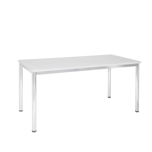 Schreibtisch u. Besprechungstisch mit verchromten Tischgestell