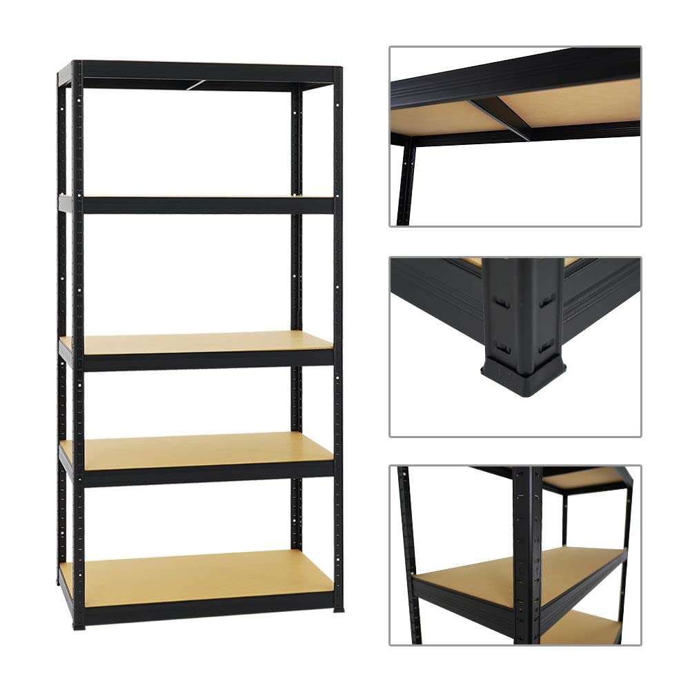 PROREGAL Mega Deal 5er-Set Schwerlastregale Slim Elephant 180x90x45cm mit 5 Ebenen Fachlast 350kg Schwarz