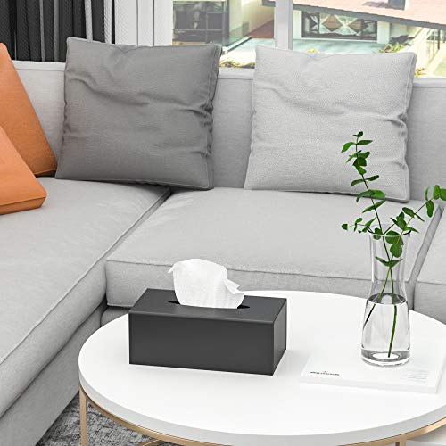 HIIMIEI Kosmetiktücherbox, 25.0×13.0×9.0 cm Acryl Taschentuchbox | Tissue Box mit Magnetabdeckung für Esszimmer Badezimmer Schlafzimmer Auto Büro - Mattschwarz