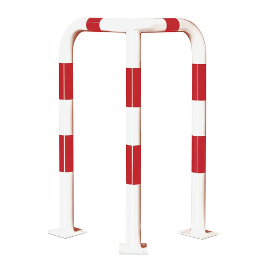 kaiserkraft | Rammschutz-Ecke | Ø 76 mm | für außen | Höhe 1200 mm | weiß/rot reflektierend