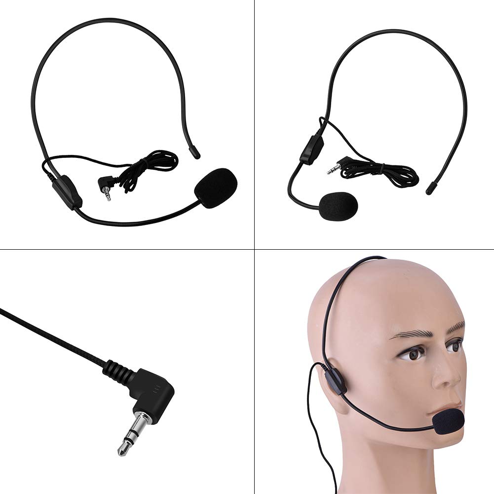 Kopfmikrofon, kabelgebundenes 3,5-mm-Kondensatormikrofon, universelles Audio-Kondensatormikrofon - Sprachverstärker-Lautsprecher zum Singen, Unterrichten