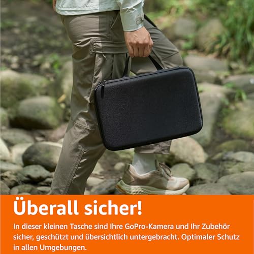 Amazon Basics - Große GoPro- und Actionkameras Schutzhülle mit Internem Schaumstoff, Tragbar & Leicht, 33 x 22.9 x 6.4 cm, Einfarbig, Schwarz