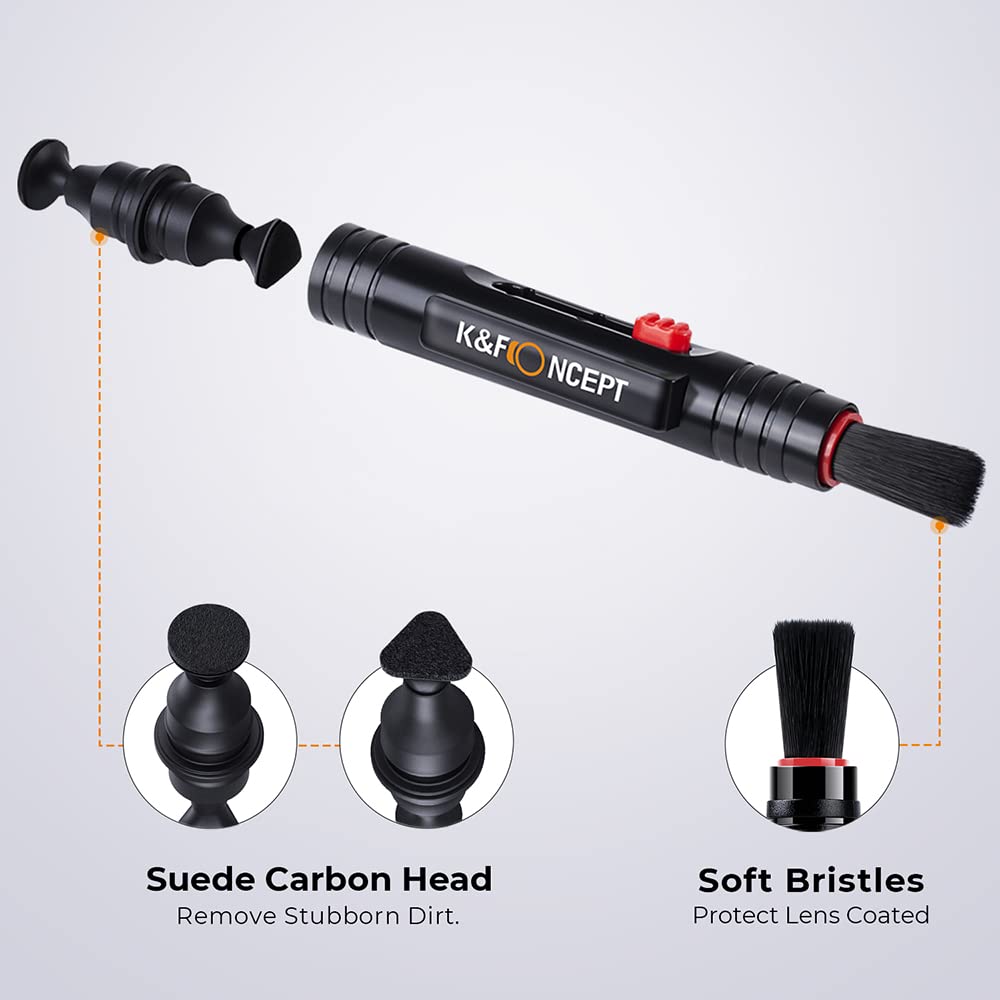 K&F Concept® Objektiv Reinigungsset 3er Foto Reinigungsset für DSLR Kamera Objektive Filter Handys mit Lenspen Reinigungspinsel Blasebalg Mikrofasertuch