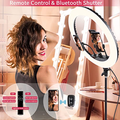 21 Zoll LED Ringlicht mit Stativständer, großes Ringlicht mit Touch Panel für YouTube Vlog Videoaufnahmen, Makeup Studio Portrait mit Fernbedienung, CRI>97
