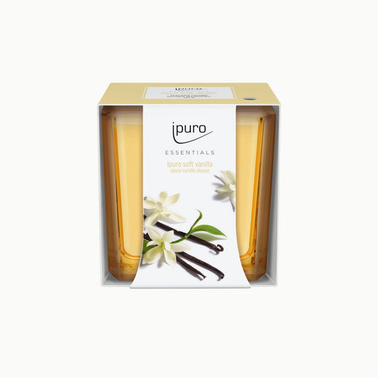 ipuro - dekorative ipuro soft vanilla Duftkerze - minimalistische & puristische Duftkerzen im Glas - intensive Duftkerzen mit feiner Madagaskar Vanille - stilvolle Kerze 125 g