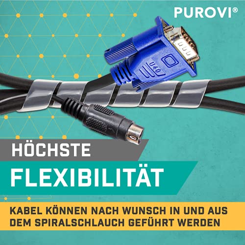 Kabelkanal - Schreibtisch & TV Kabel Organizer 10 m fur Kabelmanagement - Kabelschutz, Flexibler Spiral-Kabelschlauch mit 6mm - 60mm Durchmesser zur Kabelführung (Schwarz)