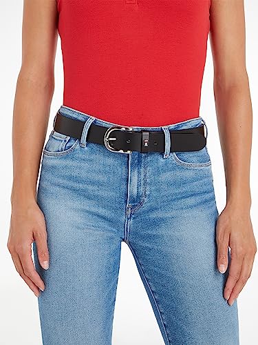 Tommy Hilfiger Damen Gürtel New Danny Belt Ledergürtel, Schwarz (Masters Black), 90 cm