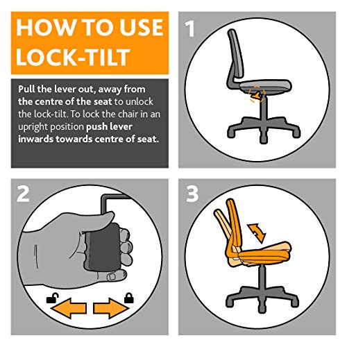 office hippo Gewebe-Operator-Bürostuhl, höhen- und kippverstellbarer ergonomischer Stuhl mit Spannungskontrolle, hochklappbare Armlehnen, für die tägliche Verwendung, bis zu 115 kg Tragkraft, Orange