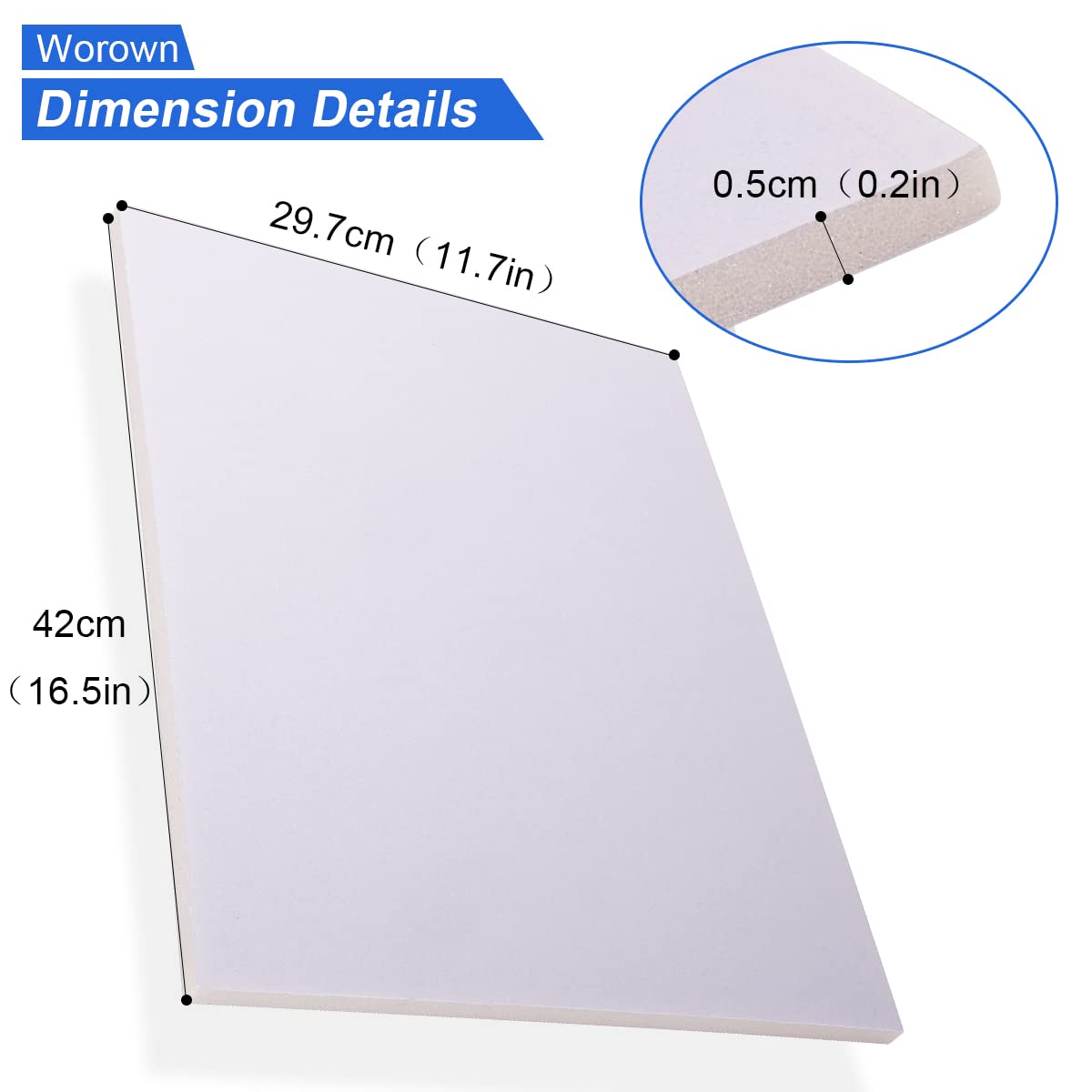 Worown 20 Stücke A3 Schaumstoffboards, (29.7 x 42 cm) Schaumstoffplatte (Foam Board), Leichtschaumplatte 5mm Weiß für Präsentationen, Laden, Büro & Kunstprojekte