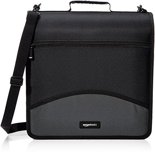 Amazon Basics - Ringbuch mit 3 Ringen und Reißverschluss - D-Ring, 10,16 cm, Schwarz