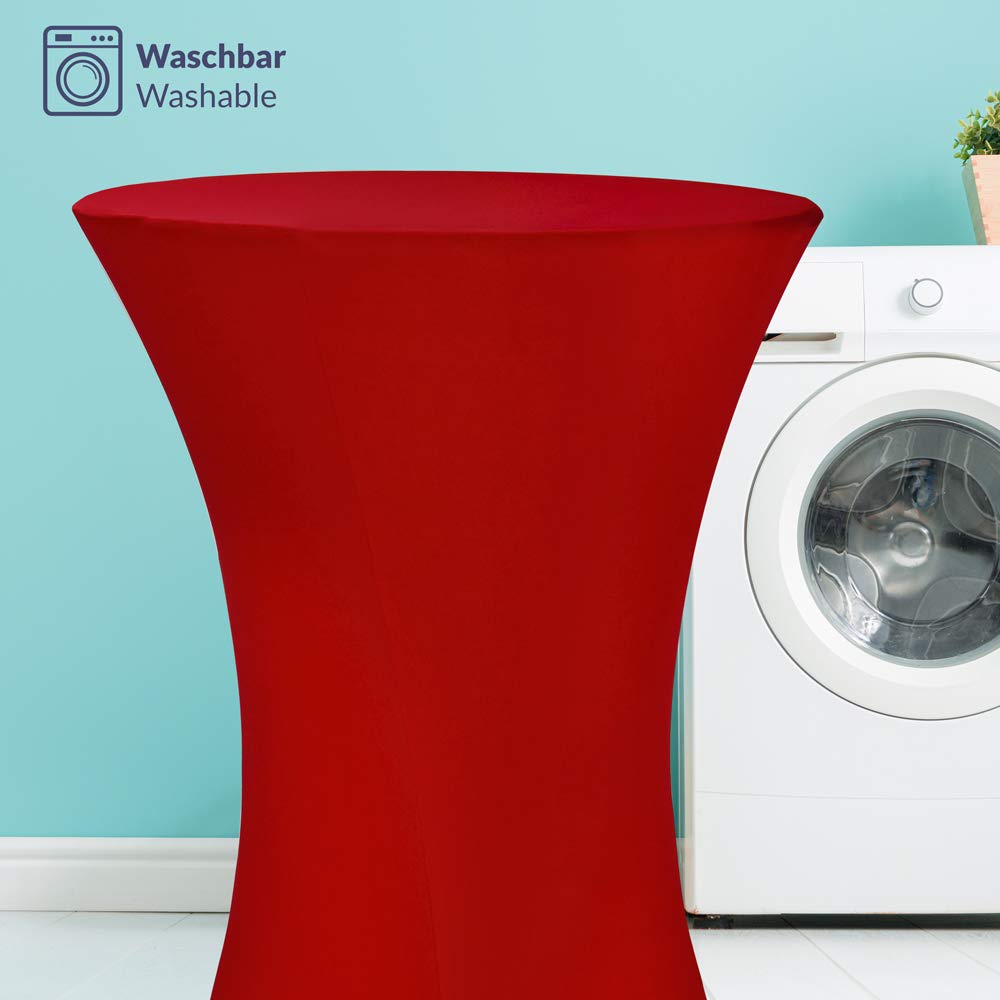 Deuba® 5X Stehtisch Hussen Ø 60-65/70-75/80-85cm Viele Farben 30°C Waschbar Verstärkte Standfüße Stehtischhusse Überzug Stretch (Ø 80-85cm, Rot)