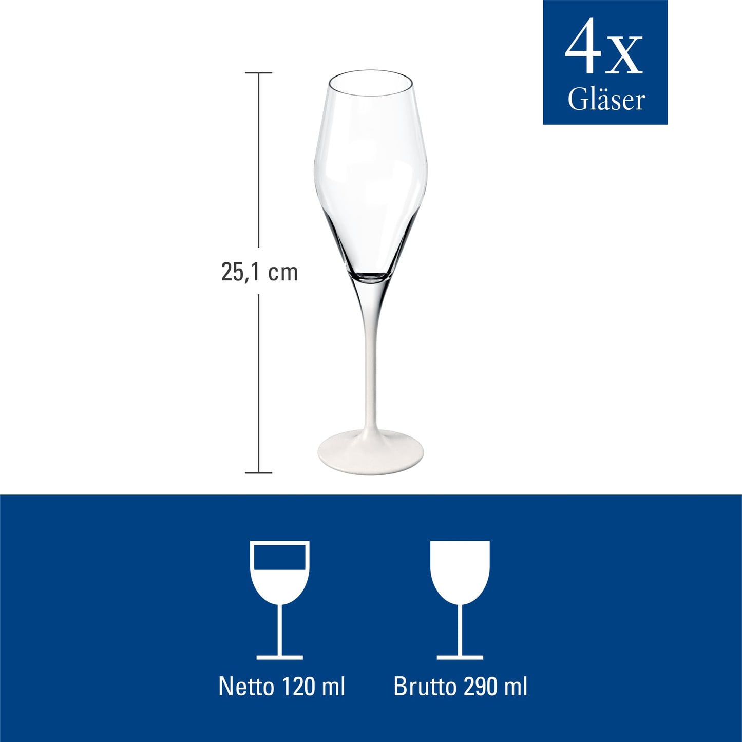 Villeroy & Boch – Manufacture Rock blanc Sekt-/ Champagnerglas Set 4 teilig Weiß, Gläser für Sekt und Prosecco, Sektgläser Set, Sektflöten, Außergewöhnliche Gläser, Champagnerkelche, Kristallglas