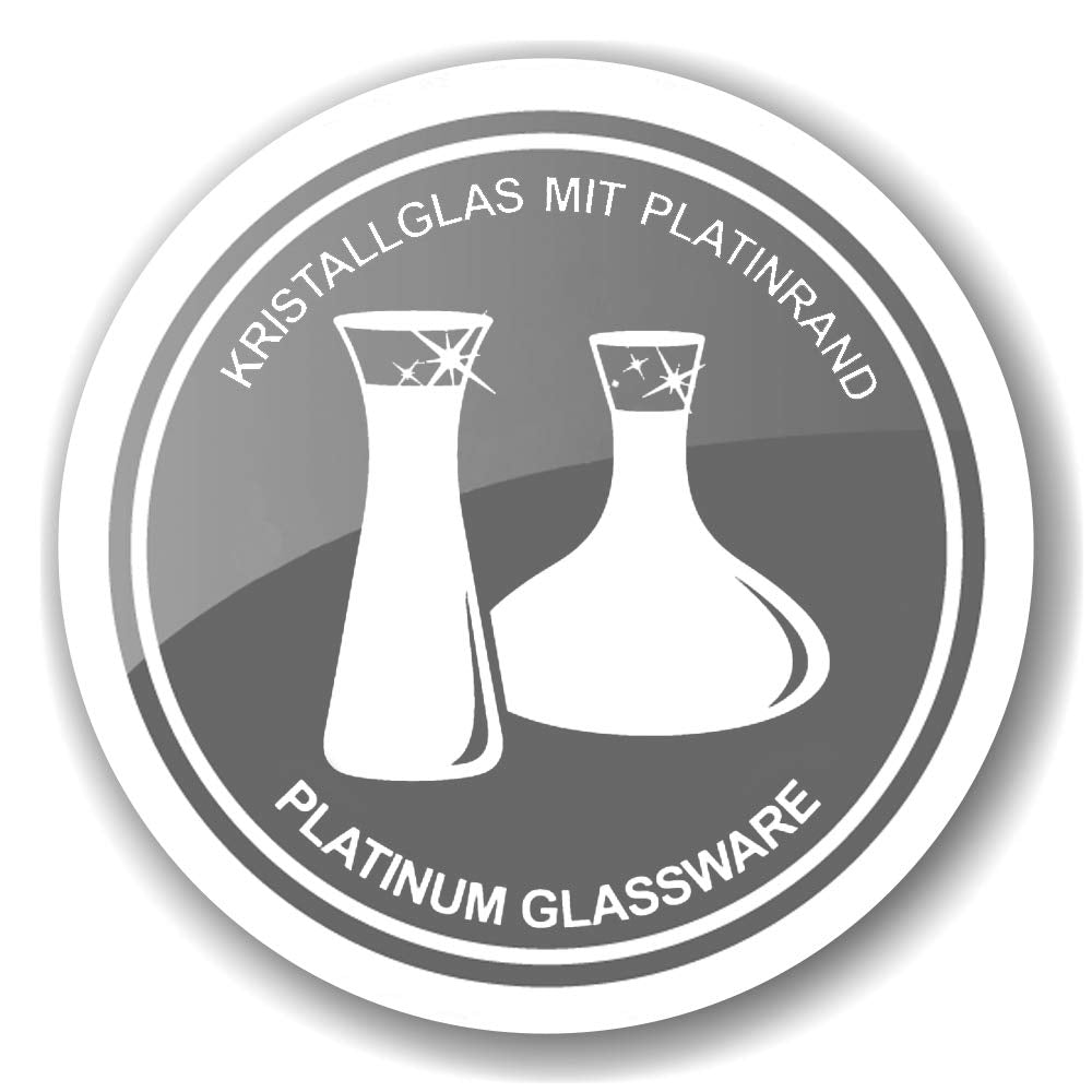 EDZARD Glaskaraffe Olivia, feiner Kristallglas Krug mit Platinrand, Füllvolumen 1,0 Liter, Höhe 16 cm