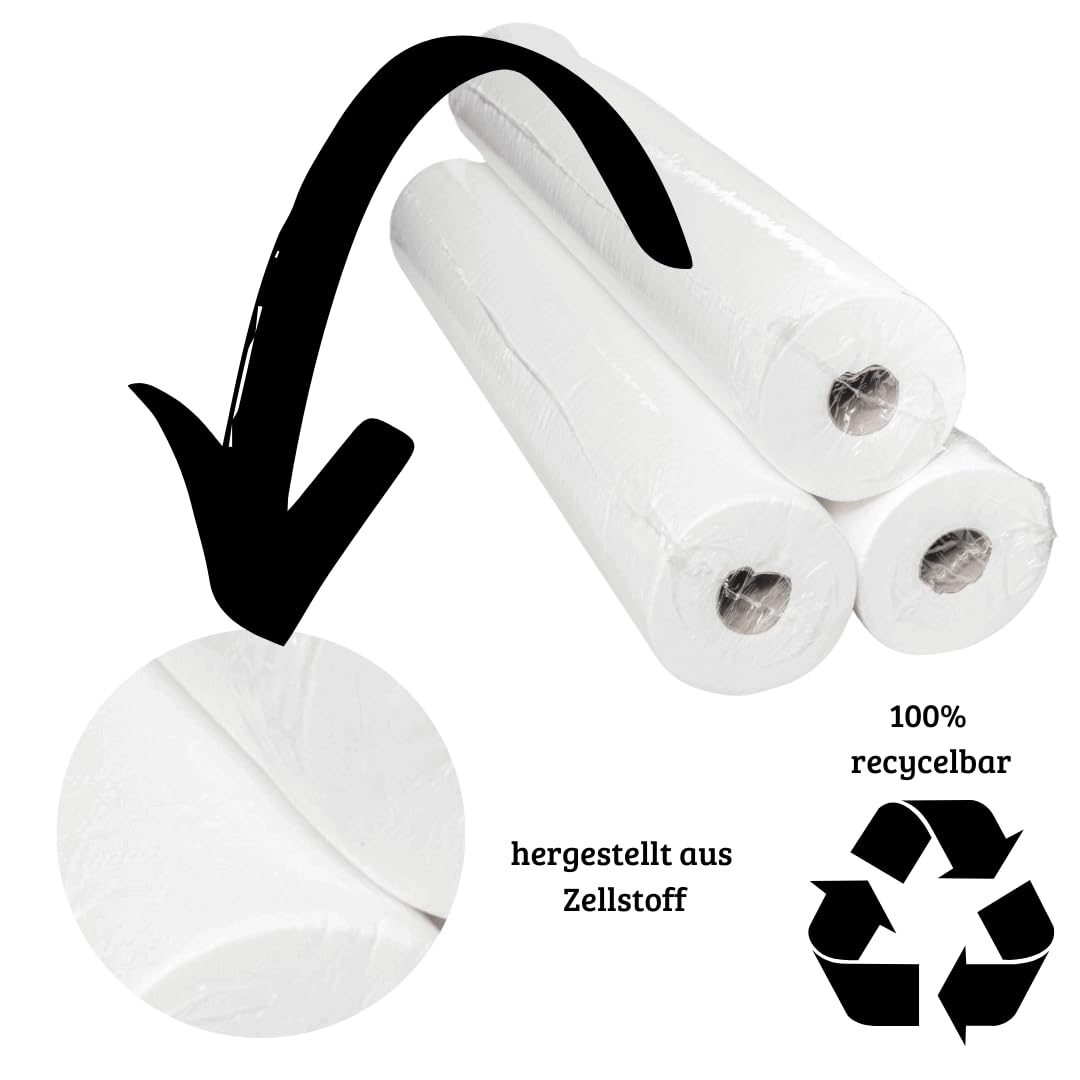 Enpack Liegerolle 6 Stück 2-lagig in aus Zellstoff - Liegenbezug Ärztekrepp 59 cm x 50m - Bezug für Kosmetikliege, Ärzte- & Massageliege - Bezug für Liegenauflage - Abdeckpapier Rolle - Liege Auflage