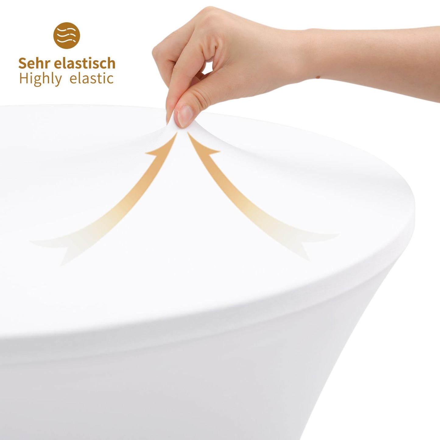 Showgeous 3er-Set Stretch Stehtisch Husse für Bistrotisch Ø 60-65 cm,Hussen Stehtische Weiß 60 cm,Verstärkung im Fußbereich,Stretchhusse Weiß Hussen für Stehtische und Bistrotische