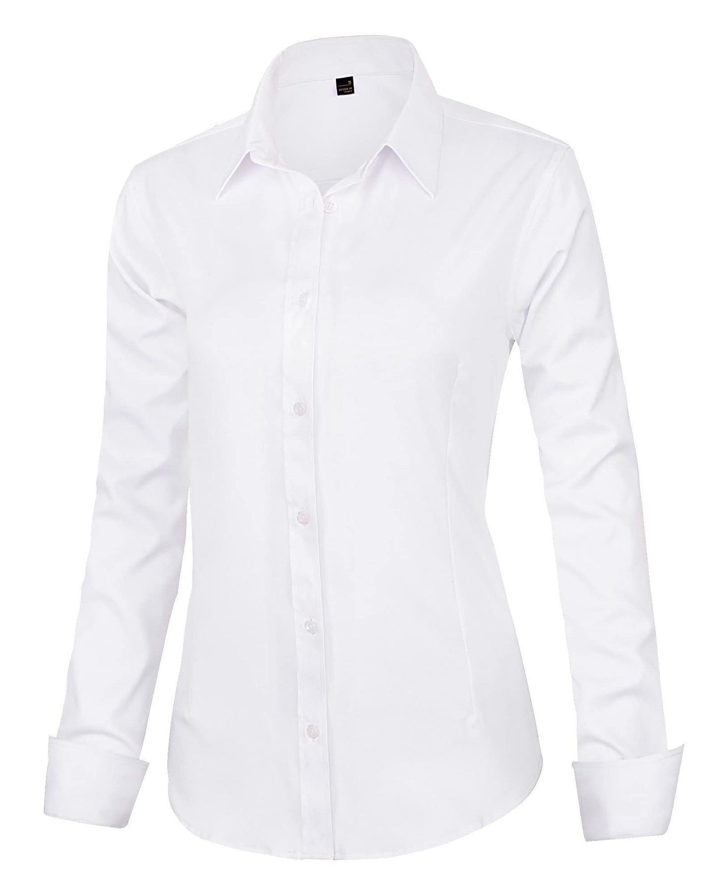 J.VER Bluse Damen Casual Business Bluse Damen Button Down Shirts Klassische Langarm Kragen Tops Bügelleichtes Modern Oberteil,Weiß,L