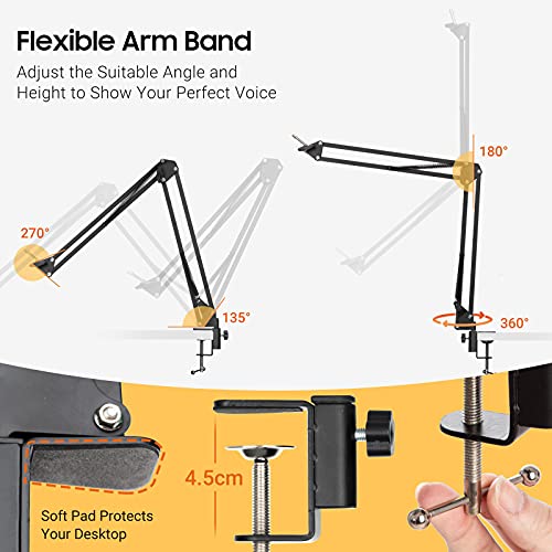 CAHAYA Mikrofonständer tisch einstellbare Mikrofonständer professionelle Mikrofonhalter Mikrofonaufhängung Boom Scissor Arm Stand mit Mic Pop Filter CY0261