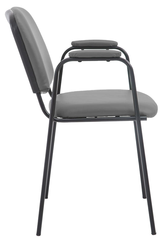 CLP Stapelstuhl Ken Pro I Konferenzstuhl Mit Kunstleder-Bezug Und Armlehnen, Farbe:grau