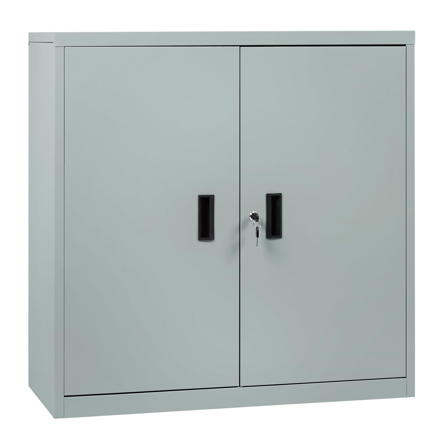 WOLTU Aktenschrank abschließbar, Ordnerschrank mit höhenverstellbarem Einlegboden, Metallschrank mit Schloss, Büroschrank Lagerschrank Mehrzweckschrank, Grau, B90xH92xT40 cm, ASK12gr