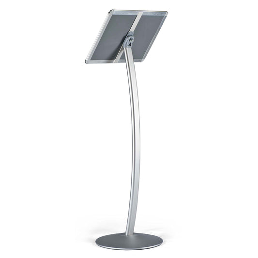 DISPLAY SALES Gewölbte Infoständer, Rondo, Silber (DIN A4)