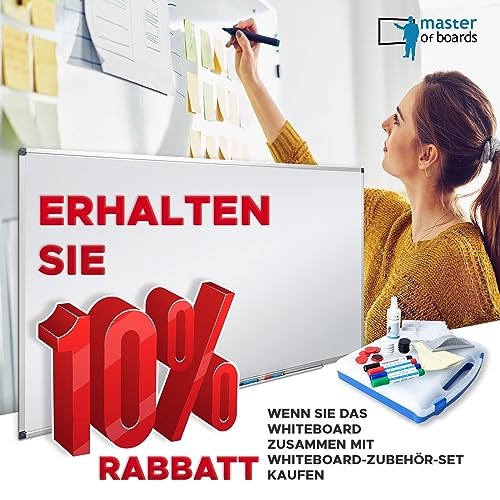 MOB Magnetisches Whiteboard 110x80cm mit Alurahmen und abnehmbare Stiftablage für Büro, Heim und Schule, Magnettafel kratzfest und trocken abwischbar | Magentboard in Hoch- oder Querformat