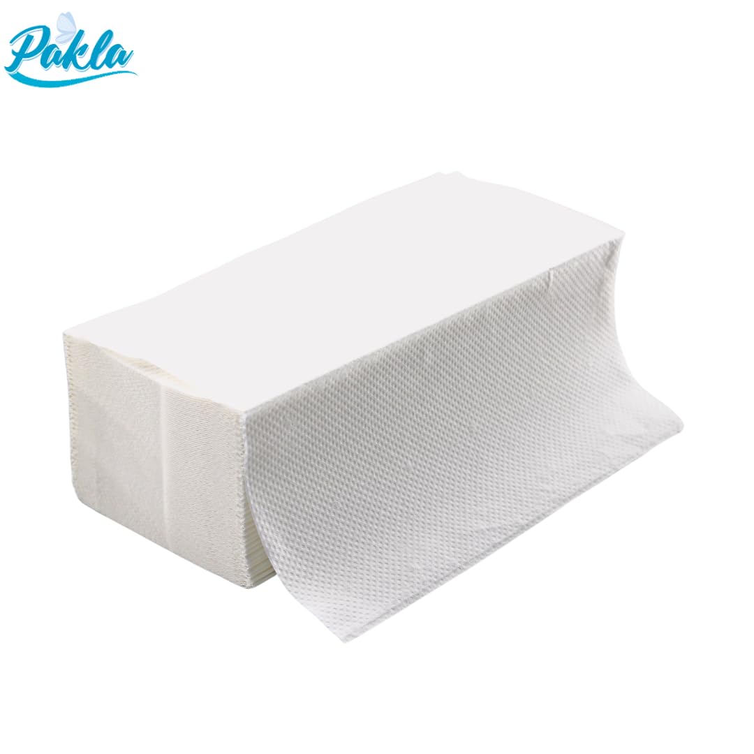 Enpack Pakla 4000 Blatt Weiße Papierhandtücher - 2-lagig, 25 x 23 cm ZZ-Falz - Universal Einweghandtücher für Spender - Allzweck Papiertücher - Einmalpapier, Spendergeeignet