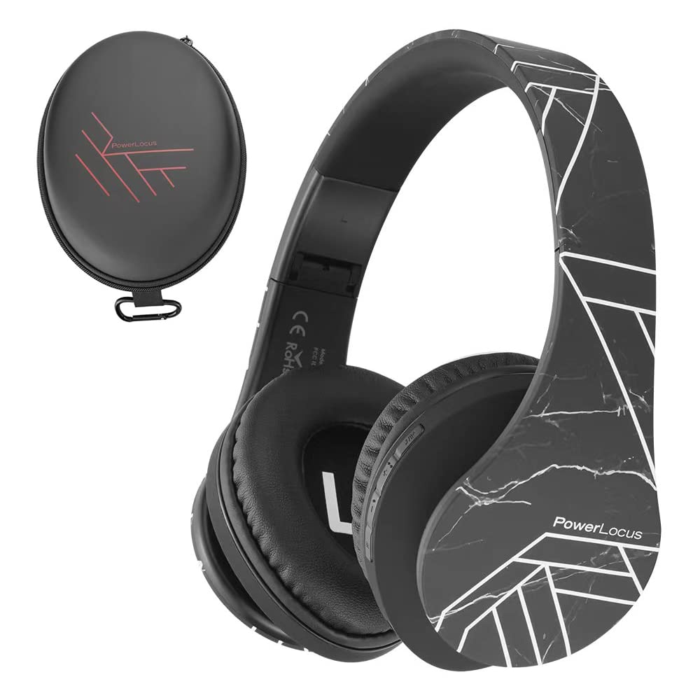 PowerLocus Kabellose Kopfhörer Over Ear, Kopfhörer Bluetooth mit Mikrofon, Faltbar, weiche Ohrpolster Hi-Fi-Stereo-Bass, Headset Kabellos und Kabel-Modus für Kinder/Erwachsene/TV/PC/Home Office