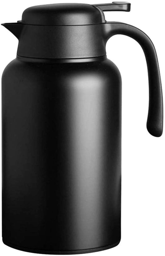 Luvan Thermoskanne, 2 l, Thermokaraffe aus Edelstahl, Warmhaltefunktion, kalt, 24 Stunden (schwarz)