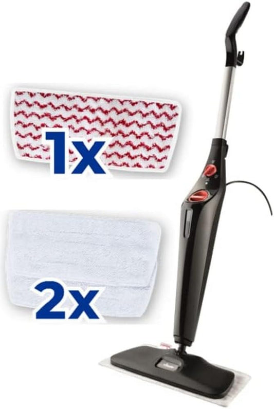Vileda Steam Plus XXL Dampfreiniger mit PowerPad, hygienische Bodenreinigung von großen Flächen, entfernt bis zu 99,9% der Bakterien und Viren, für alle Böden, Eco-Verpackung