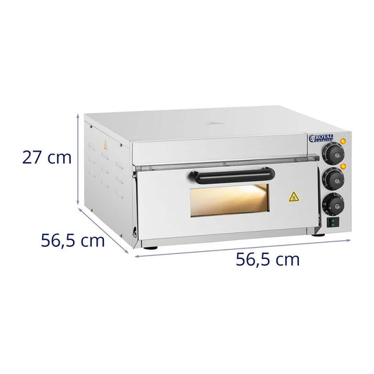 Royal Catering RCPO-2000-1PE Pizzaofen elektrisch 2000W 1 Kammer Pizzabackofen Pizza Ofen Schamotte Schamotteboden